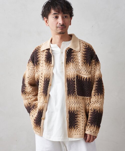 RELUME CALIFORNIA クロシェアミ ニットカーディガン　M CALIFORNIA クロシェアミ ニットカーディガン 