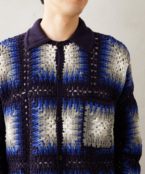 JOURNAL STANDARD relume(ジャーナルスタンダード レリューム)の「CALIFORNIA クロシェアミ ニットカーディガン "OMBRE"(カーディガン/ボレロ・メンズ・ベージュ/ネイビー/ブラック・LARGE/MEDIUM)」の16枚目の写真