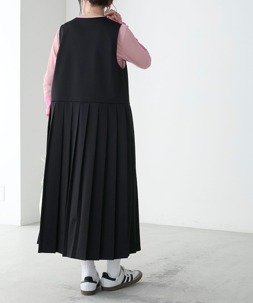BONLECILL（ボンルシール）の「フロントポケットプリーツチノジャンパースカート（ジャンパースカート・レディース・カーキ/ブラック/ベージュ/ネイビー・FREE）」の8枚目の写真