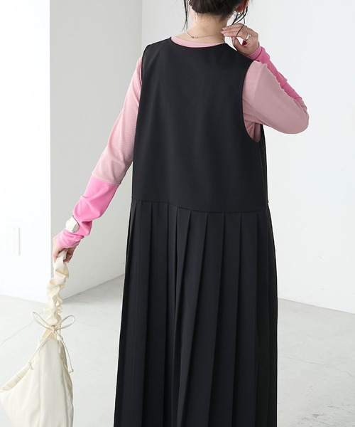 BONLECILL（ボンルシール）の「フロントポケットプリーツチノジャンパースカート（ジャンパースカート・レディース・カーキ/ブラック/ベージュ/ネイビー・FREE）」の10枚目の写真