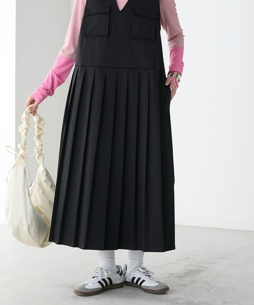 BONLECILL（ボンルシール）の「フロントポケットプリーツチノジャンパースカート（ジャンパースカート・レディース・カーキ/ブラック/ベージュ/ネイビー・FREE）」の11枚目の写真