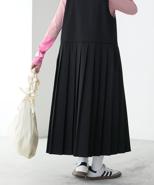 BONLECILL（ボンルシール）の「フロントポケットプリーツチノジャンパースカート（ジャンパースカート・レディース・カーキ/ブラック/ベージュ/ネイビー・FREE）」の12枚目の写真