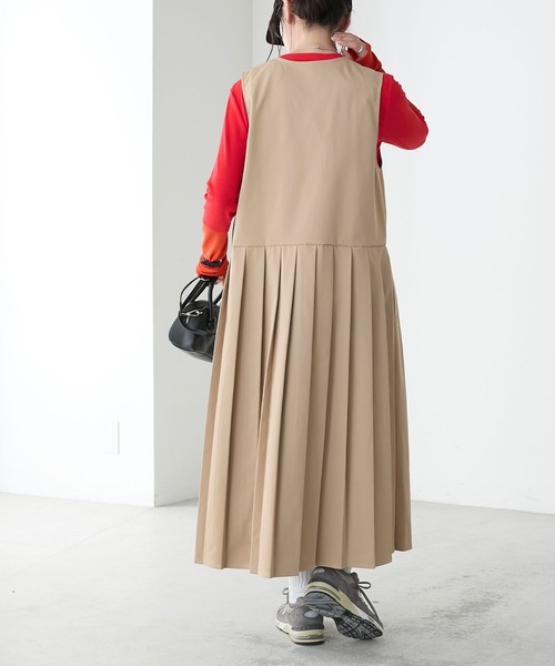 BONLECILL（ボンルシール）の「フロントポケットプリーツチノジャンパースカート（ジャンパースカート・レディース・カーキ/ブラック/ベージュ/ネイビー・FREE）」の17枚目の写真