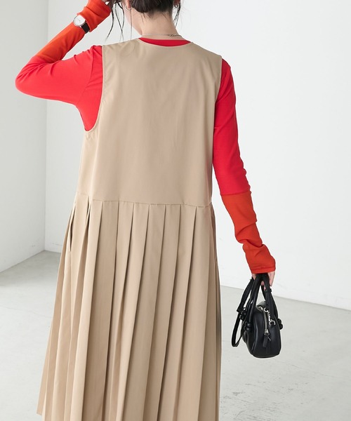 BONLECILL（ボンルシール）の「フロントポケットプリーツチノジャンパースカート（ジャンパースカート・レディース・カーキ/ブラック/ベージュ/ネイビー・FREE）」の19枚目の写真