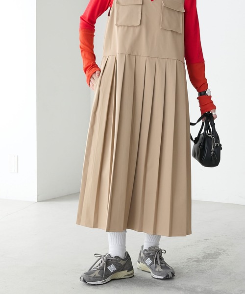BONLECILL（ボンルシール）の「フロントポケットプリーツチノジャンパースカート（ジャンパースカート・レディース・カーキ/ブラック/ベージュ/ネイビー・FREE）」の20枚目の写真