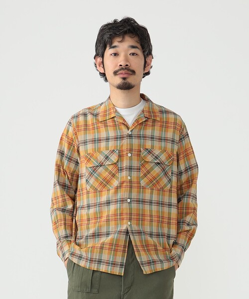 BEAMS PLUS(ビームスプラス)の「BEAMS PLUS / マドラス オープンカラー シャツ(シャツ/ブラウス・メンズ・マスタード/チャコールグレー・MEDIUM/SMALL/X-LARGE/LARGE)」の5枚目の写真