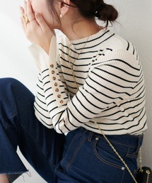 natural couture | 袖口ちび釦プチハイリブニット(ニット/セーター)