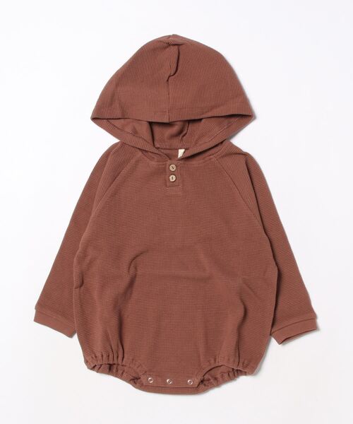 【セール】【Quincy Mae】WAFFLE HOODED BUBBLE ROMPER | PECAN（その他ベビー用品）｜Quincy Mae（クインシーメイ） 5,891円