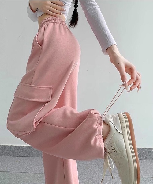 SHEENA(シーナ)の「スウェットカーゴパンツ(スラックス・レディース・ピンク/ライトグレー/ブラック/グレー・M)」の4枚目の写真