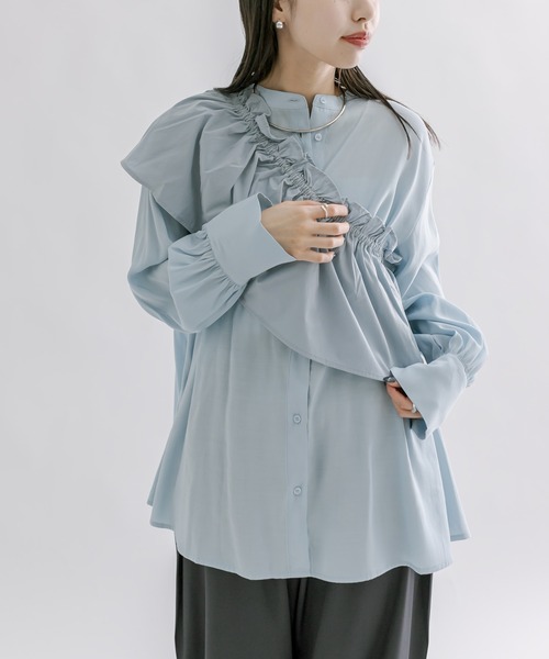 mline（エムライン）の「【3色展開】[mline]フリルビスチェSETブラウス（シャツ/ブラウス・レディース・アイボリー/ブラック/ブルー・FREE）」の3枚目の写真