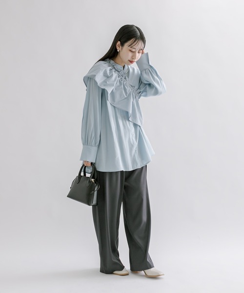 mline（エムライン）の「【3色展開】[mline]フリルビスチェSETブラウス（シャツ/ブラウス・レディース・アイボリー/ブラック/ブルー・FREE）」の6枚目の写真