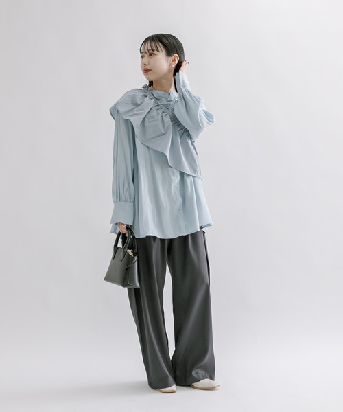 mline（エムライン）の「【3色展開】[mline]フリルビスチェSETブラウス（シャツ/ブラウス・レディース・アイボリー/ブラック/ブルー・FREE）」の4枚目の写真