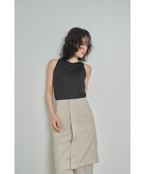 Abor（アボア）の「【Abor】Circular Rib American Sleeve Tops/フライスアメリカンスリーブリトップス（タンクトップ・レディース・ブラック/オフホワイト・FREE）」の4枚目の写真