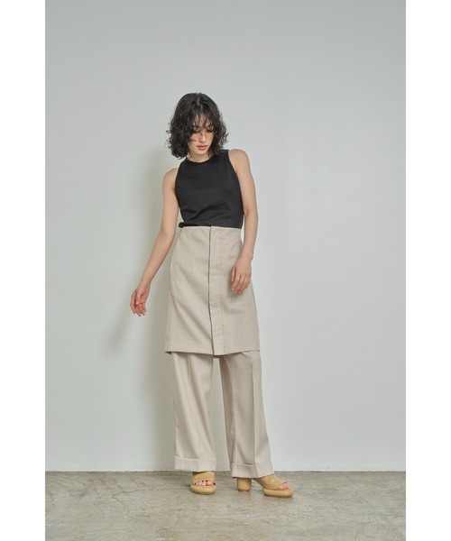 Abor（アボア）の「【Abor】Circular Rib American Sleeve Tops/フライスアメリカンスリーブリトップス（タンクトップ・レディース・ブラック/オフホワイト・FREE）」の5枚目の写真
