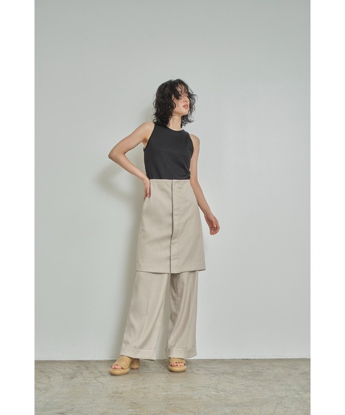 Abor（アボア）の「【Abor】Circular Rib American Sleeve Tops/フライスアメリカンスリーブリトップス（タンクトップ・レディース・ブラック/オフホワイト・FREE）」の6枚目の写真