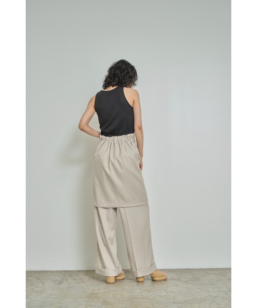 Abor（アボア）の「【Abor】Circular Rib American Sleeve Tops/フライスアメリカンスリーブリトップス（タンクトップ・レディース・ブラック/オフホワイト・FREE）」の7枚目の写真