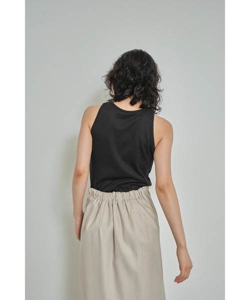 Abor（アボア）の「【Abor】Circular Rib American Sleeve Tops/フライスアメリカンスリーブリトップス（タンクトップ・レディース・ブラック/オフホワイト・FREE）」の9枚目の写真