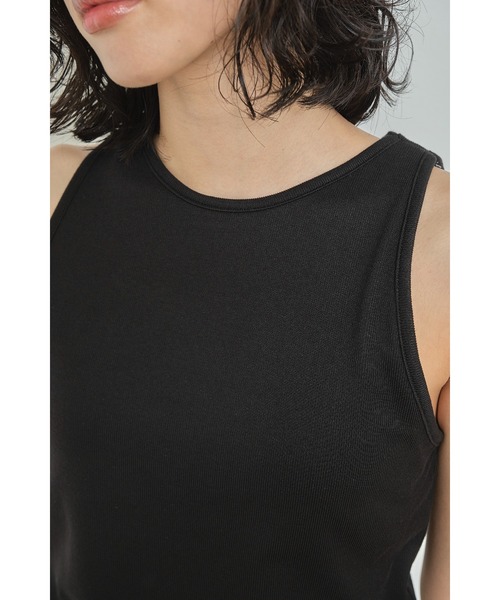 Abor（アボア）の「【Abor】Circular Rib American Sleeve Tops/フライスアメリカンスリーブリトップス（タンクトップ・レディース・ブラック/オフホワイト・FREE）」の11枚目の写真