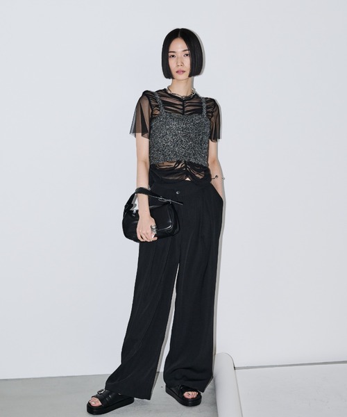 AIC.(エーアイシー)の「シアーギャザートップスラメビスチェセット(アンサンブル・レディース・ブラック/ホワイト・FREE)」の13枚目の写真