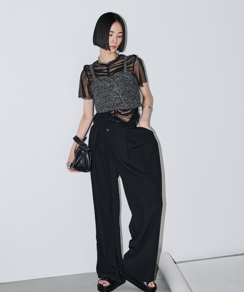 AIC.(エーアイシー)の「シアーギャザートップスラメビスチェセット(アンサンブル・レディース・ブラック/ホワイト・FREE)」の15枚目の写真
