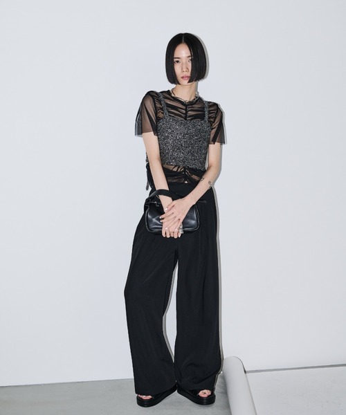 AIC.(エーアイシー)の「シアーギャザートップスラメビスチェセット(アンサンブル・レディース・ブラック/ホワイト・FREE)」の16枚目の写真