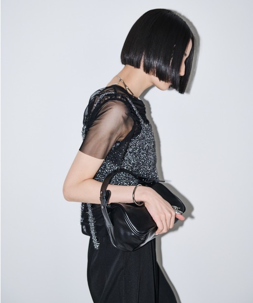 AIC.(エーアイシー)の「シアーギャザートップスラメビスチェセット(アンサンブル・レディース・ブラック/ホワイト・FREE)」の9枚目の写真