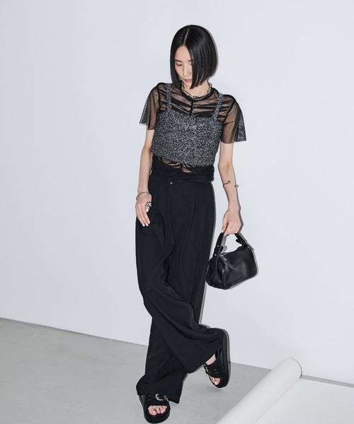 AIC.(エーアイシー)の「シアーギャザートップスラメビスチェセット(アンサンブル・レディース・ブラック/ホワイト・FREE)」の21枚目の写真