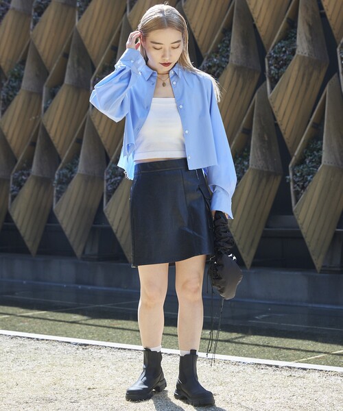 Firsthand（ファーストハンド）の「Firsthand/ファーストハンド フェイクレザー ミニスカート / エコレザー（スカート・レディース・ブラック/ホワイト・FREE）」の10枚目の写真