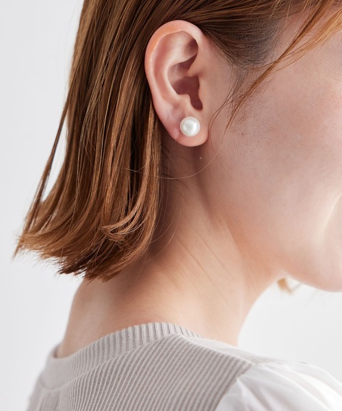 ROPE' PICNIC（ロペピクニック）の「ビッグパールノンホールピアス（イヤリング・レディース・キナリ/ライトグレー・FREE）」の2枚目の写真