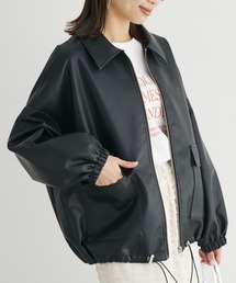 ・ELENCARE　DUE　合皮ステンカラーブルゾン