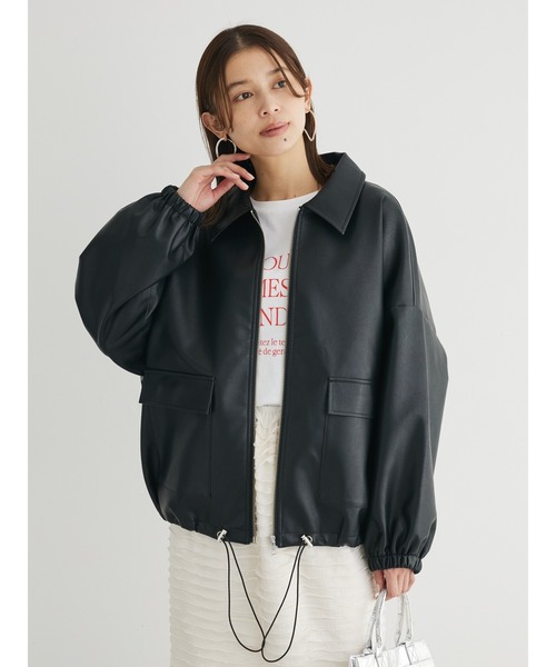 ELENCARE DUE(エレンカーレデュエ)の「・ELENCARE DUE 合皮ステンカラーブルゾン(ブルゾン・レディース・ブラック・FREE)」の6枚目の写真