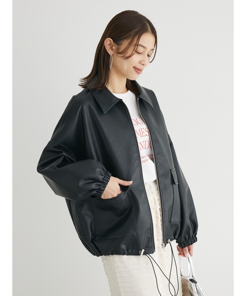 ELENCARE DUE(エレンカーレデュエ)の「・ELENCARE DUE 合皮ステンカラーブルゾン(ブルゾン・レディース・ブラック・FREE)」の2枚目の写真