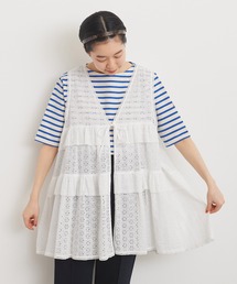 60ローンカットワーク刺繍 チュニックブラウス