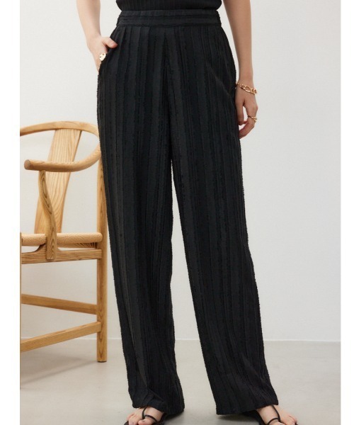 crie conforto(クリーコンフォルト)の「カットジャガードワイドパンツ(その他パンツ・レディース・ブラック/グレー・MEDIUM/SMALL)」の1枚目の写真