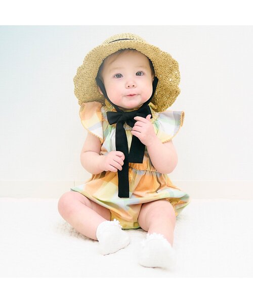 apres les cours（アプレレクール）の「リボンベビーペーパーハット（その他ベビー用品・キッズ・アイボリー/ベージュ・46/48）」の3枚目の写真