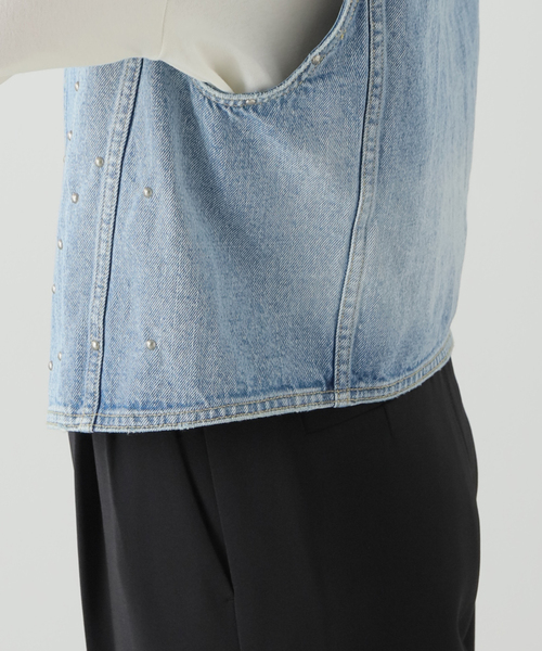 『波』Spick & Span デニムベスト Spick and Span 51/2 STUDS デニムベスト2024ss スピック&スパン
