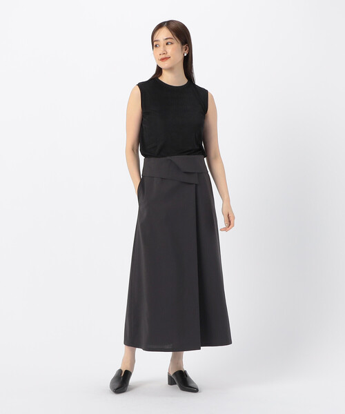 COMME CA ISM（コムサイズム）の「麻調ストレッチ　巻き風スカート（スカート・レディース・テラコッタ/チャコール/ベージュ・SMALL/MEDIUM/LARGE）」の4枚目の写真