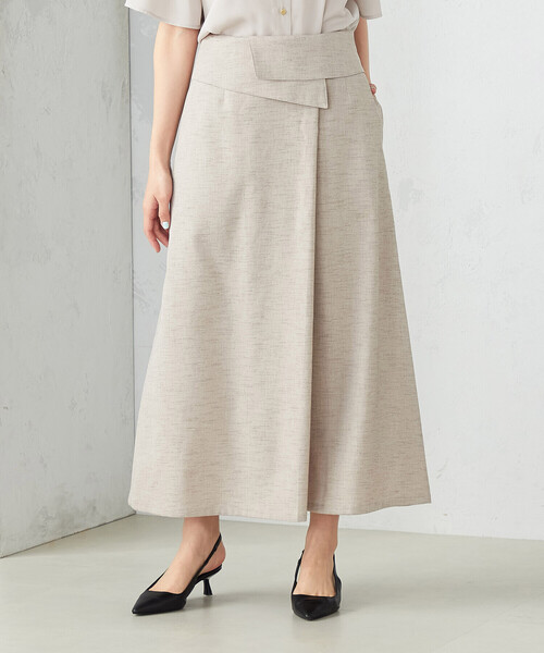 COMME CA ISM（コムサイズム）の「麻調ストレッチ　巻き風スカート（スカート・レディース・テラコッタ/チャコール/ベージュ・SMALL/MEDIUM/LARGE）」の9枚目の写真