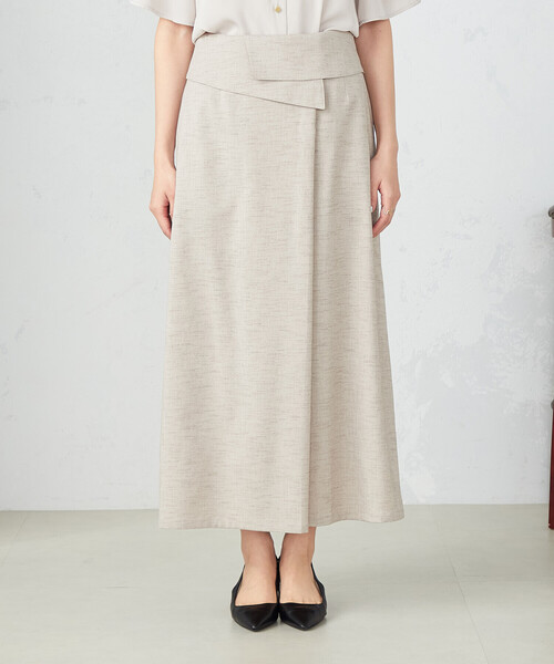 COMME CA ISM（コムサイズム）の「麻調ストレッチ　巻き風スカート（スカート・レディース・テラコッタ/チャコール/ベージュ・SMALL/MEDIUM/LARGE）」の10枚目の写真