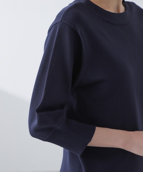 NANO universe（ナノユニバース）の「前後2wayボータイ半袖サマーニット（ニット/セーター・レディース・ブルー/ホワイト/ネイビー・FREE）」の5枚目の写真