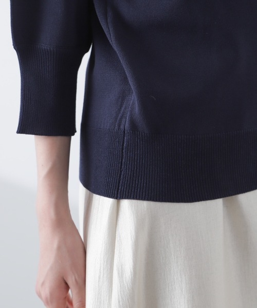 NANO universe（ナノユニバース）の「前後2wayボータイ半袖サマーニット（ニット/セーター・レディース・ブルー/ホワイト/ネイビー・FREE）」の6枚目の写真