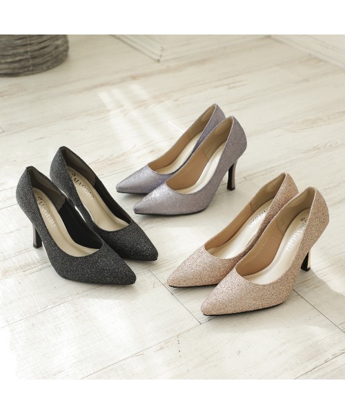 DEMETER(デメテル)の「9.0cm ポインテッドトゥ グリッター ピンヒール パンプス(パンプス・レディース・ピンクゴールド/ブラック/ガンメタ・S/M/L/LL)」の4枚目の写真