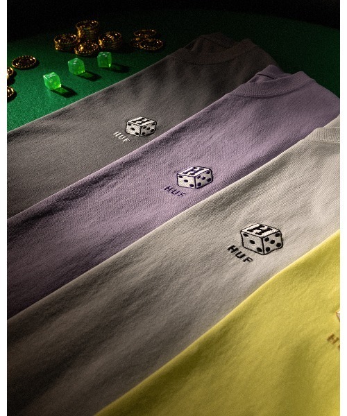 HUF（ハフ）の「SNAKE EYES EMB TEE / HUF ハフ 刺繍ロゴ Tシャツ（Tシャツ/カットソー・メンズ・イエロー/パープル/ブラック/ストーン/ホワイト・SMALL/XX-LARGE/X-LARGE/LARGE/MEDIUM）」の8枚目の写真
