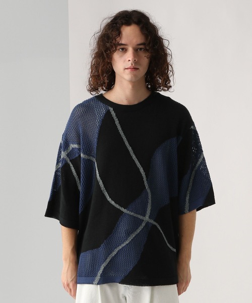 HARE（ハレ）の「ハイショクラメラインニットプルオーバー(HARE)（ニット/セーター・メンズ・ホワイト/ブラック・FREE）」の7枚目の写真