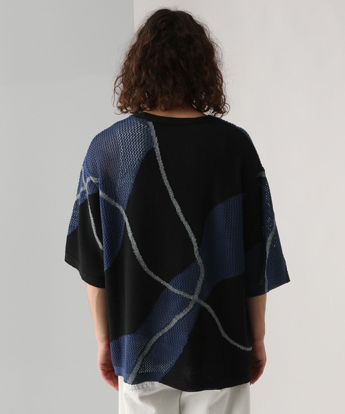 HARE（ハレ）の「ハイショクラメラインニットプルオーバー(HARE)（ニット/セーター・メンズ・ホワイト/ブラック・FREE）」の9枚目の写真