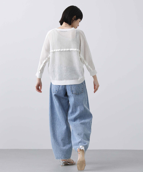 Gready Brilliant(グレディブリリアン)の「CメッシュドルマンVネックカーディガン(カーディガン/ボレロ・レディース・オフホワイト/チェリーピンク/チャコールグレー・FREE)」の6枚目の写真