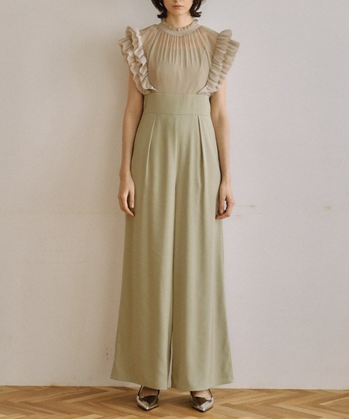セール】Frilled highwaist wide pants（パンツドレス）｜LE