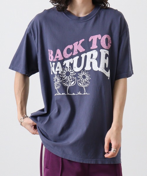 MODISH GAZE(モディシュガゼ)の「MODISH GAZE BACK TO NATURE ピグメント加工 ビッグシルエットTシャツ 半袖(Tシャツ/カットソー・メンズ・アイボリー/ネイビー/スミクロ・F)」の3枚目の写真