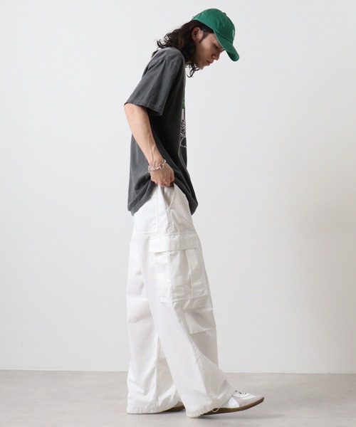 MODISH GAZE(モディシュガゼ)の「MODISH GAZE BACK TO NATURE ピグメント加工 ビッグシルエットTシャツ 半袖(Tシャツ/カットソー・メンズ・アイボリー/ネイビー/スミクロ・F)」の4枚目の写真