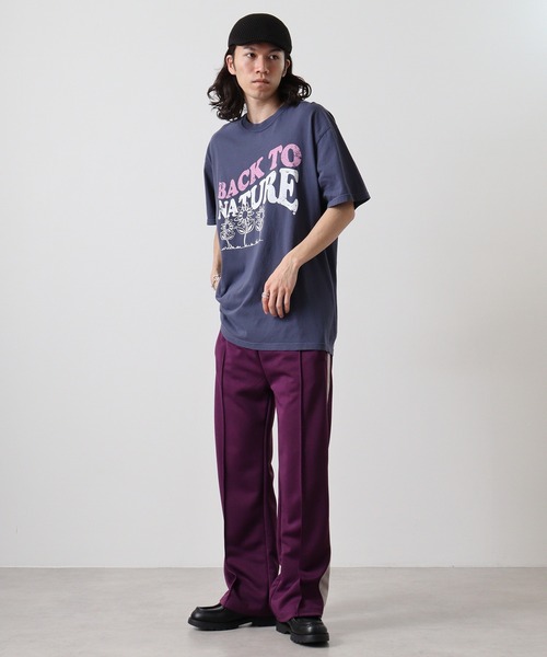 MODISH GAZE(モディシュガゼ)の「MODISH GAZE BACK TO NATURE ピグメント加工 ビッグシルエットTシャツ 半袖(Tシャツ/カットソー・メンズ・アイボリー/ネイビー/スミクロ・F)」の8枚目の写真